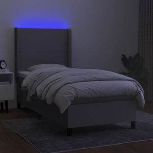 Letto a Molle Materasso e LED Grigio Chiaro 90x190 cm Tessuto 3138117