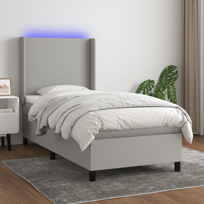 Letto a Molle Materasso e LED Grigio Chiaro 90x190 cm Tessuto 3138117