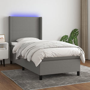 Letto a Molle Materasso e LED Grigio Scuro 90x190 cm in Tessutocod mxl 99295