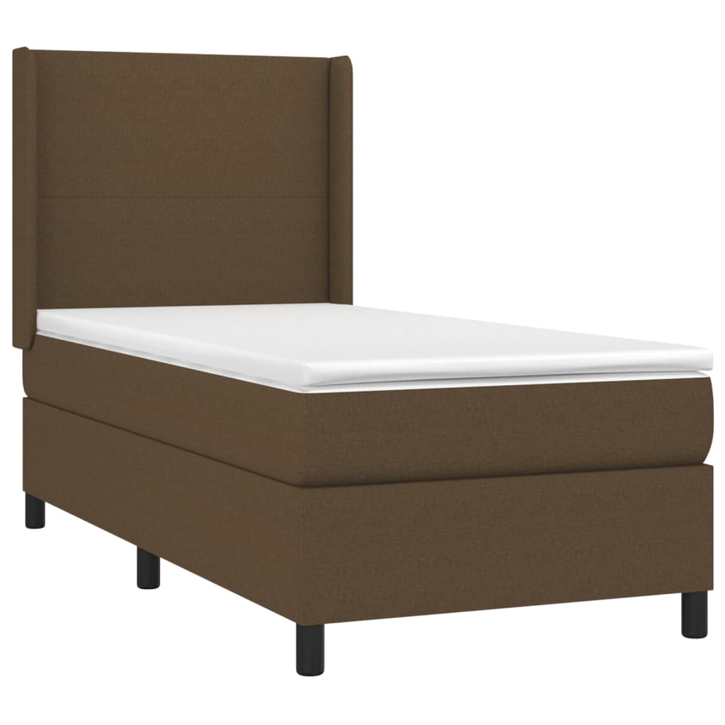 Letto a Molle Materasso e LED Marrone Scuro 90x190cm in Tessuto 3138120