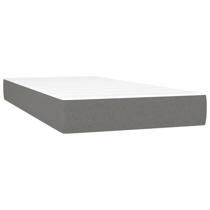 Letto a Molle Materasso e LED Grigio Scuro 100x200cm in Tessuto 3138134