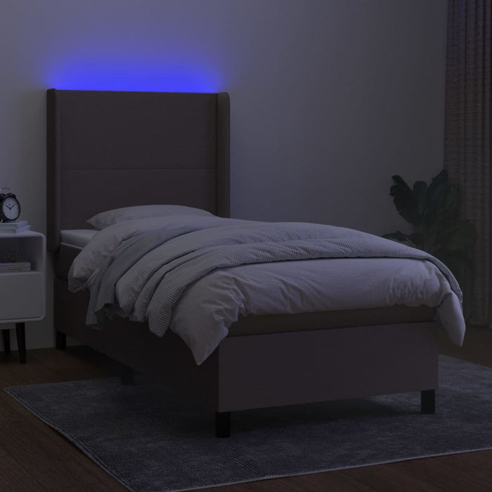 Letto a Molle con Materasso e LED Tortora 100x200cm in Tessutocod mxl 123235