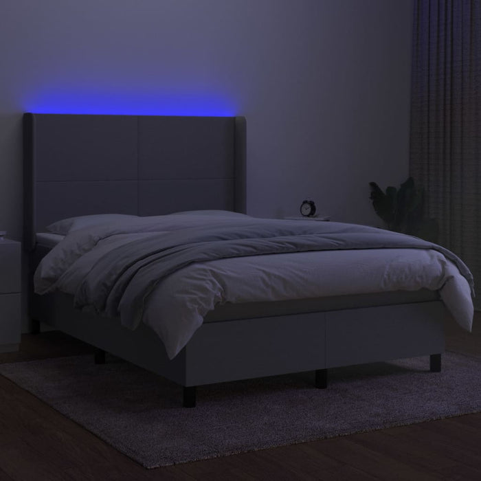 Letto a Molle Materasso e LED Grigio Chiaro 140x190 cm Tessuto 3138149