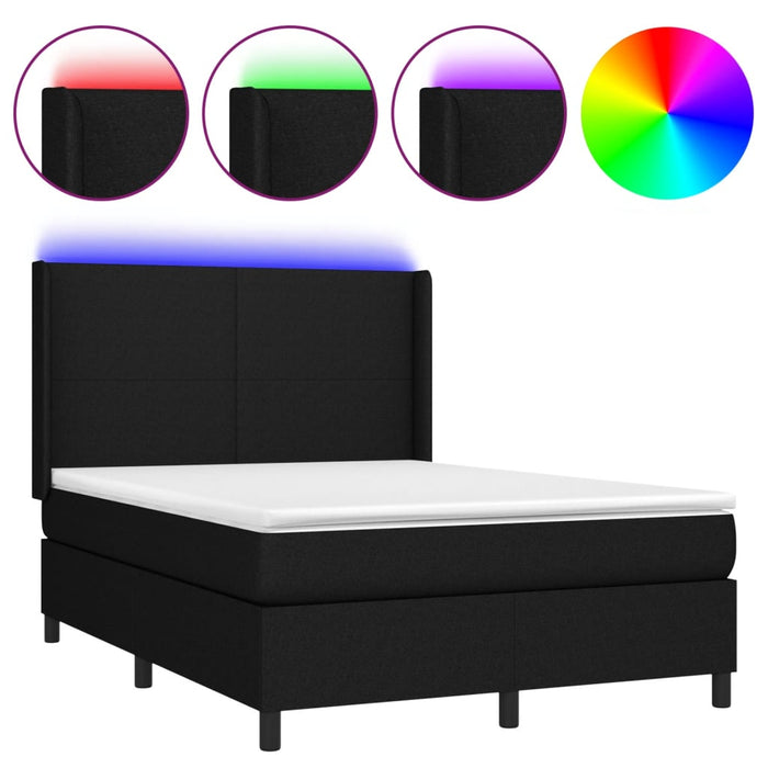 Letto a Molle con Materasso e LED Nero 140x190 cm in Tessutocod mxl 99297