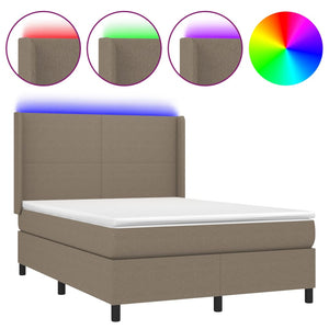 Letto a Molle con Materasso e LED Tortora 140x190 cm in Tessutocod mxl 99296