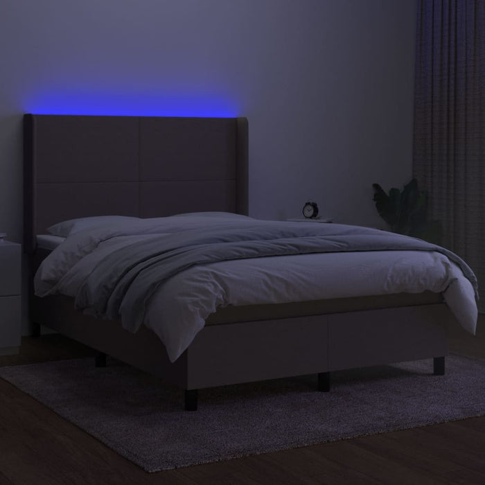 Letto a Molle con Materasso e LED Tortora 140x190 cm in Tessutocod mxl 99296