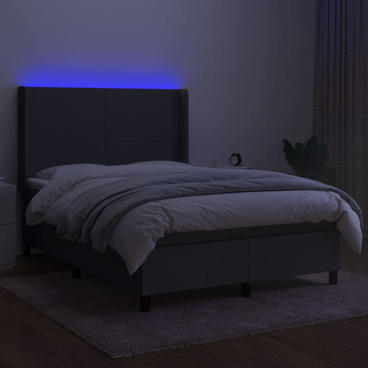 Letto a Molle Materasso e LED Grigio Scuro 140x200cm in Tessuto cod mxl 40190