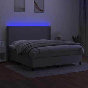 Letto a Molle Materasso e LED Grigio Chiaro 160x200 cm Tessuto cod mxl 35104