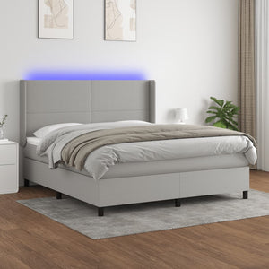 Letto a Molle Materasso e LED Grigio Chiaro 160x200 cm Tessuto cod mxl 35104