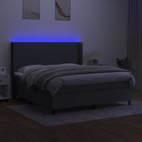 Letto a Molle Materasso e LED Grigio Scuro 160x200cm in Tessuto 3138166