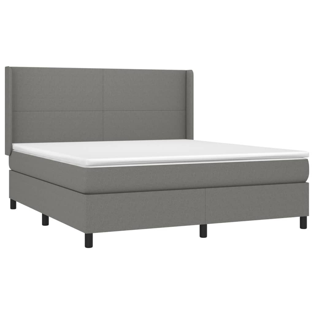 Letto a Molle Materasso e LED Grigio Scuro 160x200cm in Tessuto 3138166