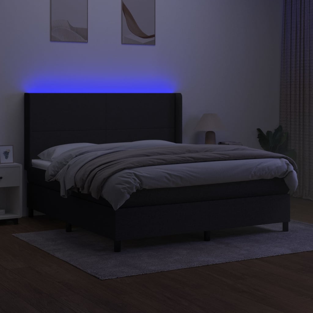 Letto a Molle con Materasso e LED Nero 160x200 cm in Tessutocod mxl 75312