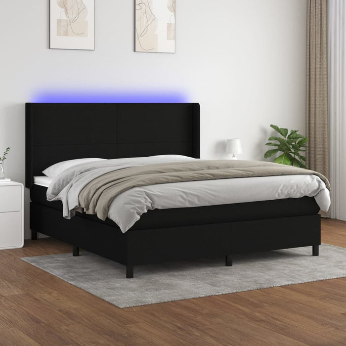 Letto a Molle con Materasso e LED Nero 160x200 cm in Tessutocod mxl 75312