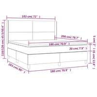 Letto a Molle Materasso e LED Grigio Chiaro 180x200 cm Tessuto 3138173