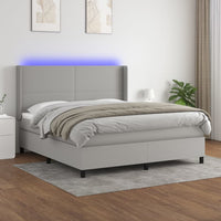 Letto a Molle Materasso e LED Grigio Chiaro 180x200 cm Tessuto 3138173