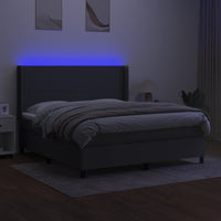 Letto a Molle Materasso e LED Grigio Scuro 180x200cm in Tessuto 3138174