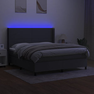 Letto a Molle Materasso e LED Grigio Scuro 180x200cm in Tessuto 3138174