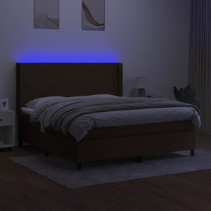 Letto a Molle Materasso e LED MarroneScuro 180x200cm in Tessuto 3138176