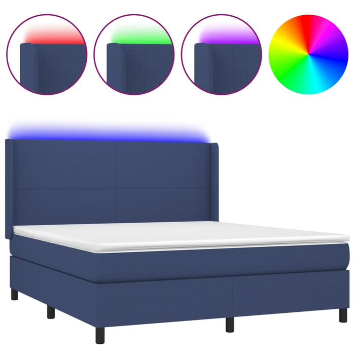 Letto a Molle con Materasso e LED Blu 180x200 cm in Tessutocod mxl 99294