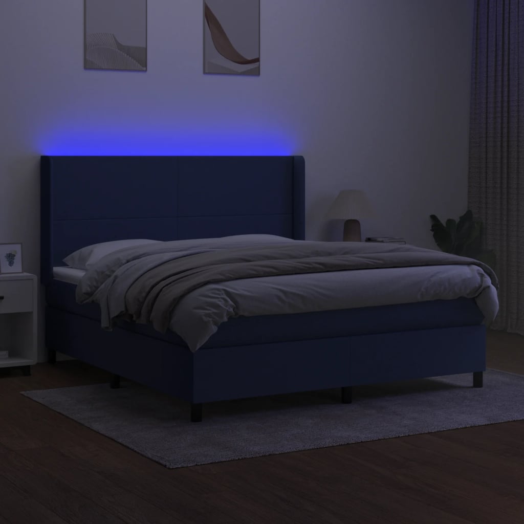 Letto a Molle con Materasso e LED Blu 180x200 cm in Tessutocod mxl 99294