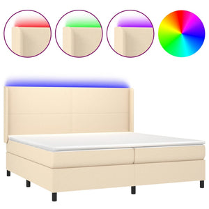 Letto a Molle Materasso e LED bianco 200x200cm in Tessuto 3138186