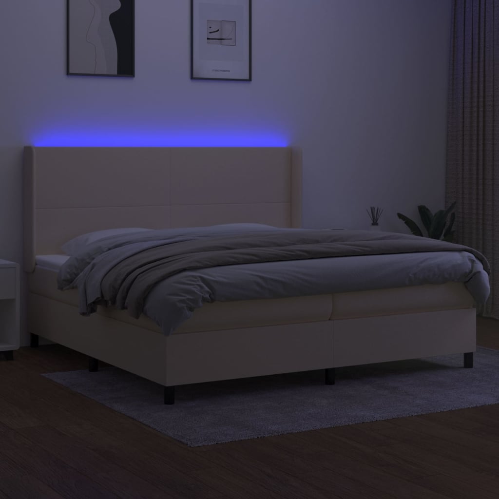 Letto a Molle Materasso e LED bianco 200x200cm in Tessuto 3138186