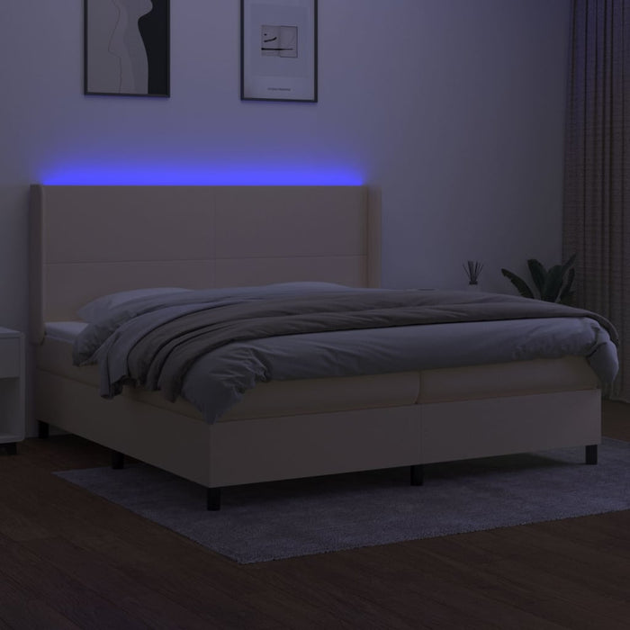 Letto a Molle Materasso e LED bianco 200x200cm in Tessuto 3138186