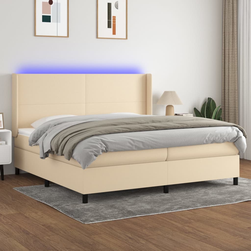 Letto a Molle Materasso e LED bianco 200x200cm in Tessuto 3138186