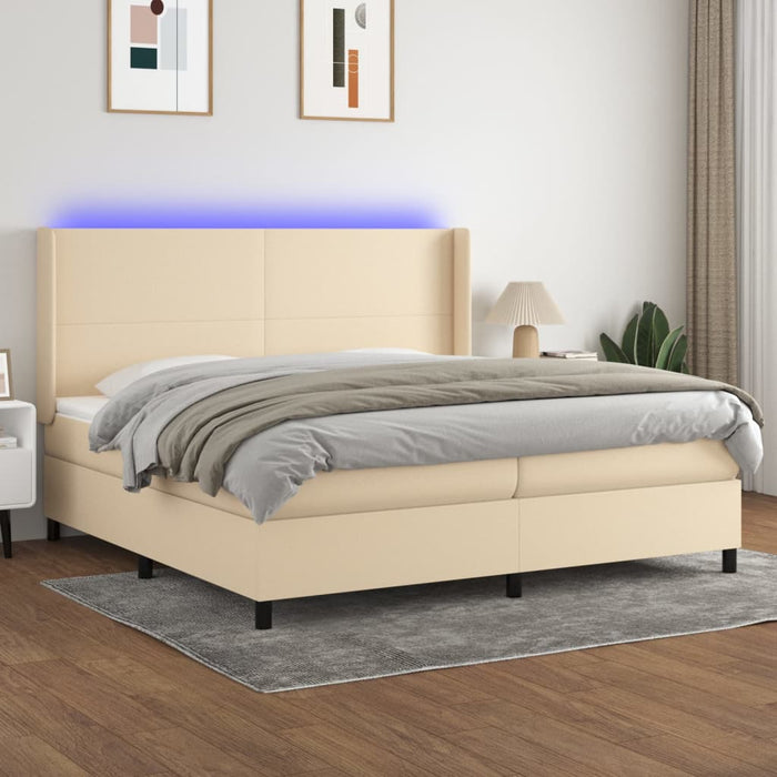 Letto a Molle Materasso e LED bianco 200x200cm in Tessuto 3138186