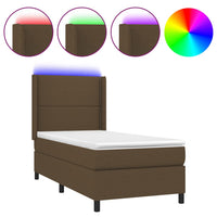 Letto a Molle Materasso e LED Marrone Scuro 80x200cm in Tessuto cod mxl 55935