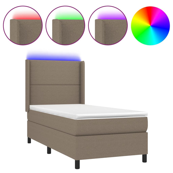 Letto a Molle con Materasso e LED Tortora 80x200 cm in Tessuto cod mxl 35509