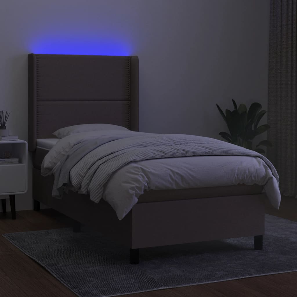 Letto a Molle con Materasso e LED Tortora 80x200 cm in Tessuto cod mxl 35509