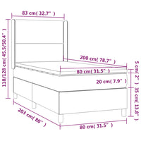 Letto a Molle con Materasso e LED Tortora 80x200 cm in Tessuto cod mxl 35509