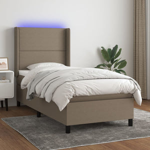 Letto a Molle con Materasso e LED Tortora 80x200 cm in Tessuto cod mxl 35509