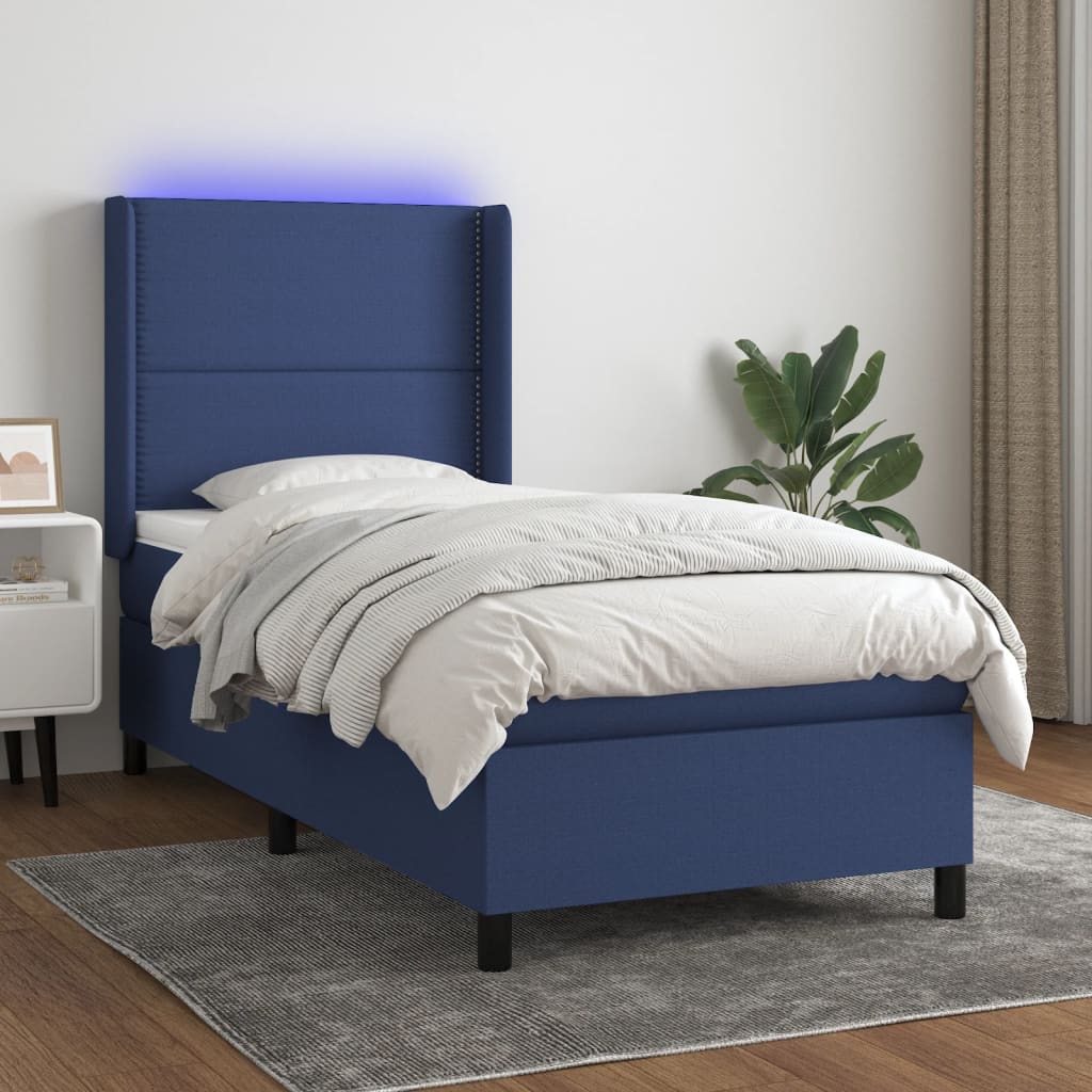 Letto a Molle con Materasso e LED Blu 80x200 cm in Tessuto 3138195