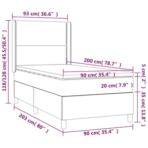 Letto a Molle Materasso e LED Marrone Scuro 90x200cm in Tessuto 3138208