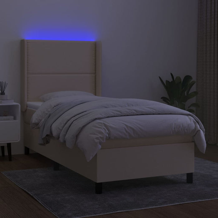 Letto a Molle con Materasso e LED Crema 90x200 cm in Tessuto cod mxl 34175