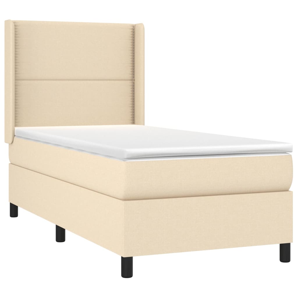 Letto a Molle con Materasso e LED Crema 90x200 cm in Tessuto cod mxl 34175