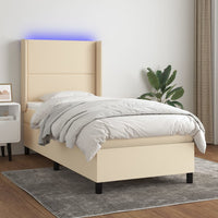 Letto a Molle con Materasso e LED Crema 90x200 cm in Tessuto cod mxl 34175