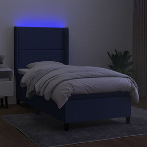 Letto a Molle con Materasso e LED Blu 100x200cm in Tessuto 3138219