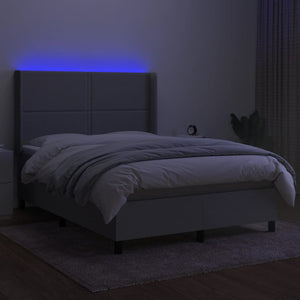 Letto a Molle Materasso e LED Grigio Chiaro 140x190 cm Tessuto 3138229