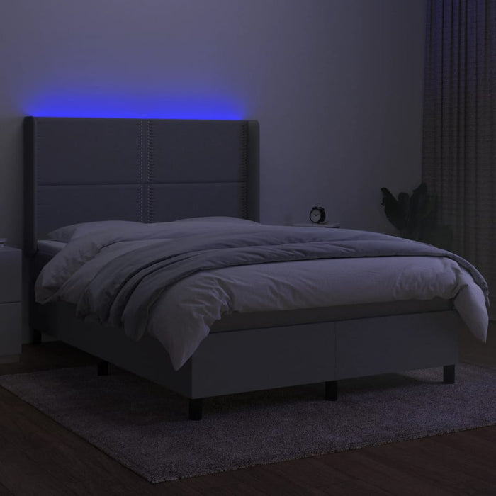 Letto a Molle Materasso e LED Grigio Chiaro 140x190 cm Tessutocod mxl 99303