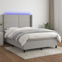 Letto a Molle Materasso e LED Grigio Chiaro 140x190 cm Tessutocod mxl 99303