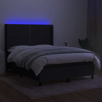 Letto a Molle con Materasso e LED Nero 140x190 cm in Tessutocod mxl 123241