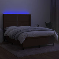 Letto a Molle Materasso e LED MarroneScuro 140x190cm in Tessuto 3138232