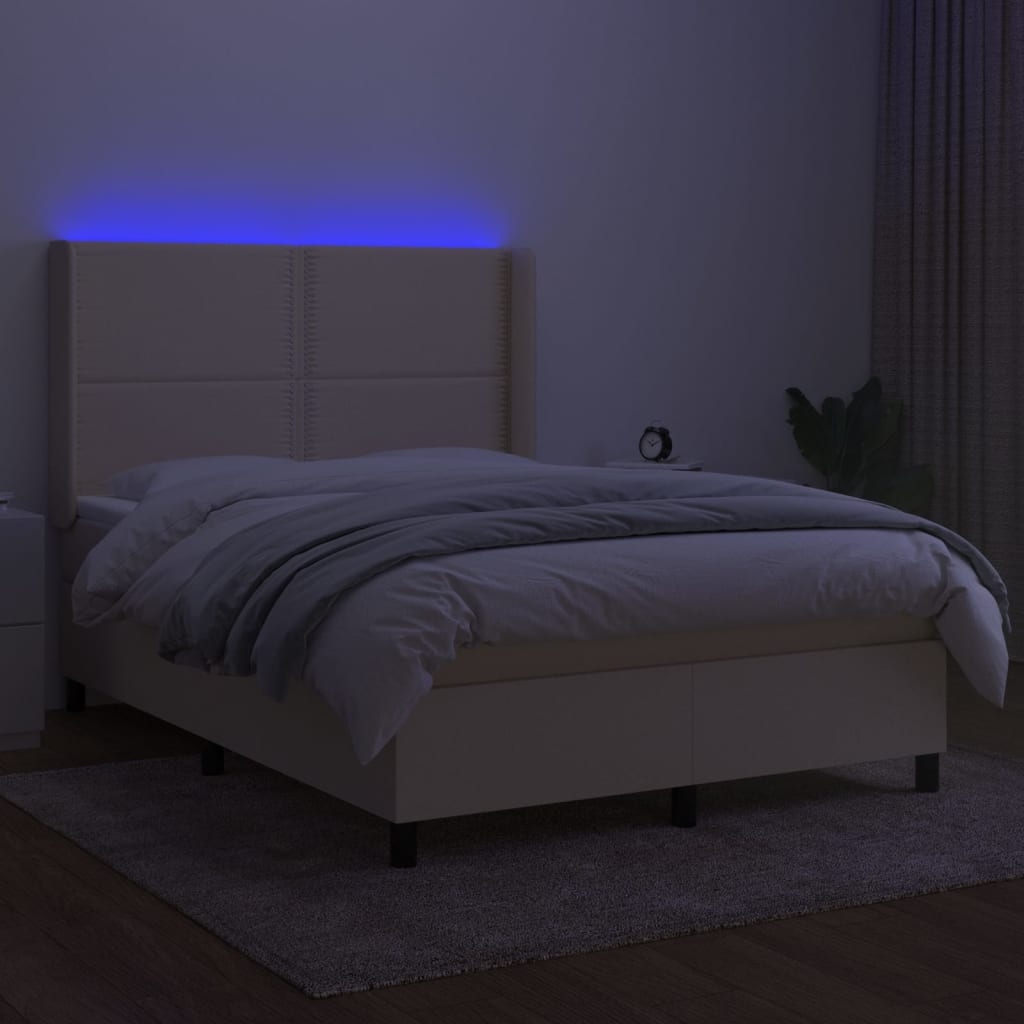 Letto a Molle con Materasso e LED Crema 140x190 cm in Tessutocod mxl 99304