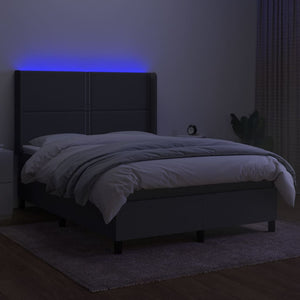 Letto a Molle Materasso e LED Grigio Scuro 140x200cm in Tessuto cod mxl 40206