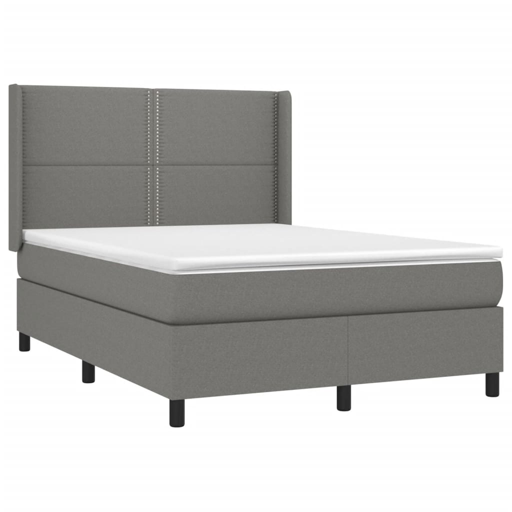 Letto a Molle Materasso e LED Grigio Scuro 140x200cm in Tessuto cod mxl 40206