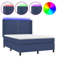 Letto a Molle con Materasso e LED Blu 140x200 cm in Tessuto cod mxl 62435