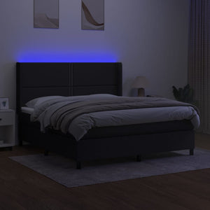 Letto a Molle con Materasso e LED Nero 160x200 cm in Tessuto cod mxl 35004